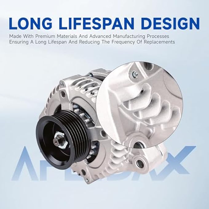 APLEDAX High Output Alternator for-Honda Odyssey 2008-2010 Pilot 2009-2011 for-Ridgeline For-Acura MDX ZDX 2010-2013 RL TL TSX 130Amp 12V CW 6-Groove Pulley 31100-RGW-A01 11391 - Image 5