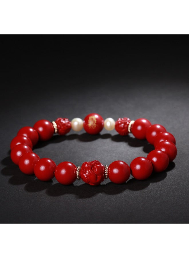 Goddess Renewal】cinnabar Pi Xiu Bead Bracelet, Auspicious Gift For Men And Women Couples To Give To Girlfriends And Lovers - Image 2