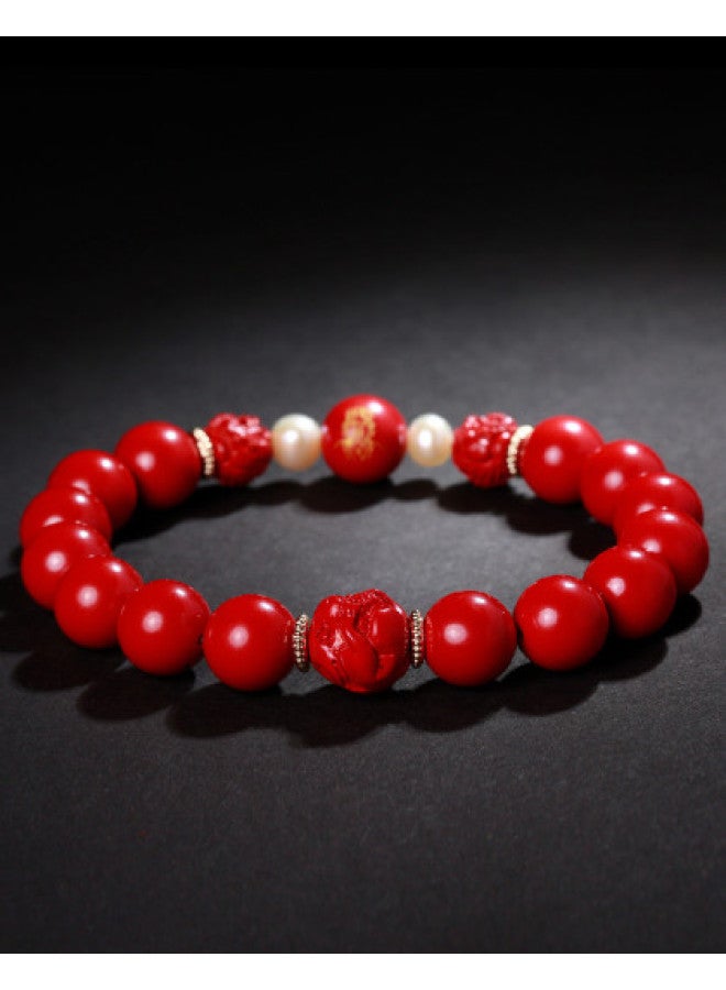 Goddess Renewal】cinnabar Pi Xiu Bead Bracelet, Auspicious Gift For Men And Women Couples To Give To Girlfriends And Lovers - Image 1