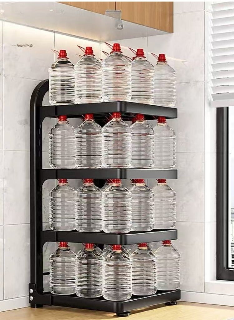 4 طبقة وعاء رف منظم وعاء وعاء منظم مع مقسمات قابلة للتعديل منظم المطبخ الثقيل ورف التخزين لعداد المطبخ وتحت المغسلة - Image 4