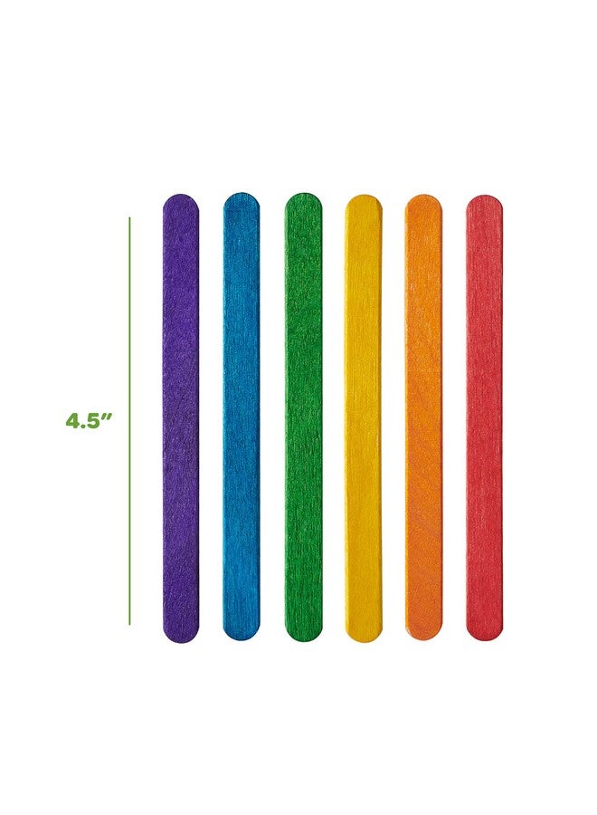Comfy Package Colored Popsicle Sticks For Crafts [200 Count] 4.5 Inch Multipurpose Wooden Sticks - Image 2