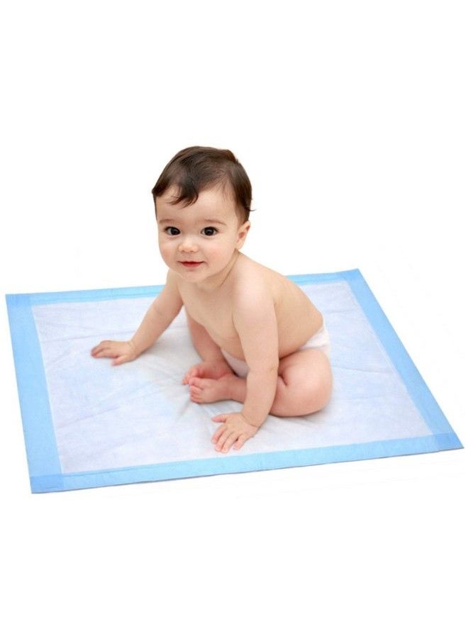 BrightCare Disposable Baby Changing Pad Liner 25 Count (24 X 17 Inch) Soft Disposable Blue Hospital Underp Accessoriesad Waterp Accessoriesroof And Absorbent For Infant And Child Use  - Image 1