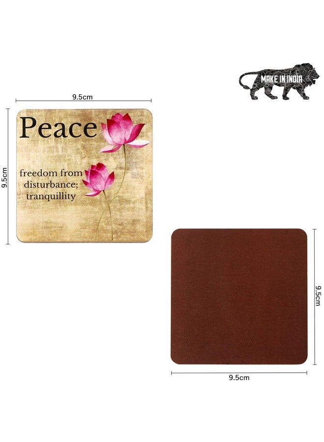 DULI DULI™ Printed Wooden Coasters for Tea Coffee (Set of 4, 4x4 Inch) (Lotus Quotes)  - Image 2