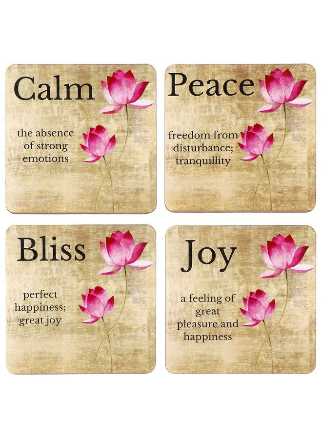 DULI DULI™ Printed Wooden Coasters for Tea Coffee (Set of 4, 4x4 Inch) (Lotus Quotes)  - Image 3