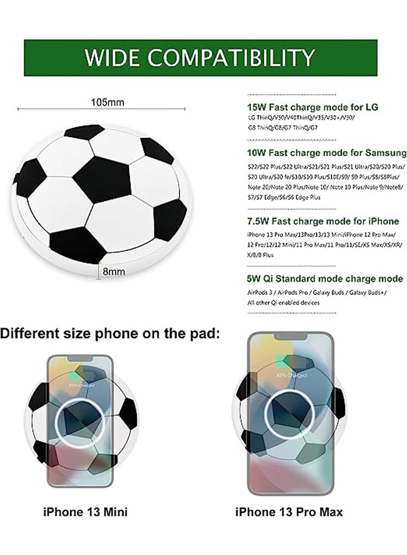 Wireless Car Charger Pad POLMXS 15W Football Wireless Charger for Car Non Slip Qi Wireless Phone Charger Wireless Charging Pad for iPhone 14 13 12 11 Pro Max Mini Samsung S22/S21 - Image 2