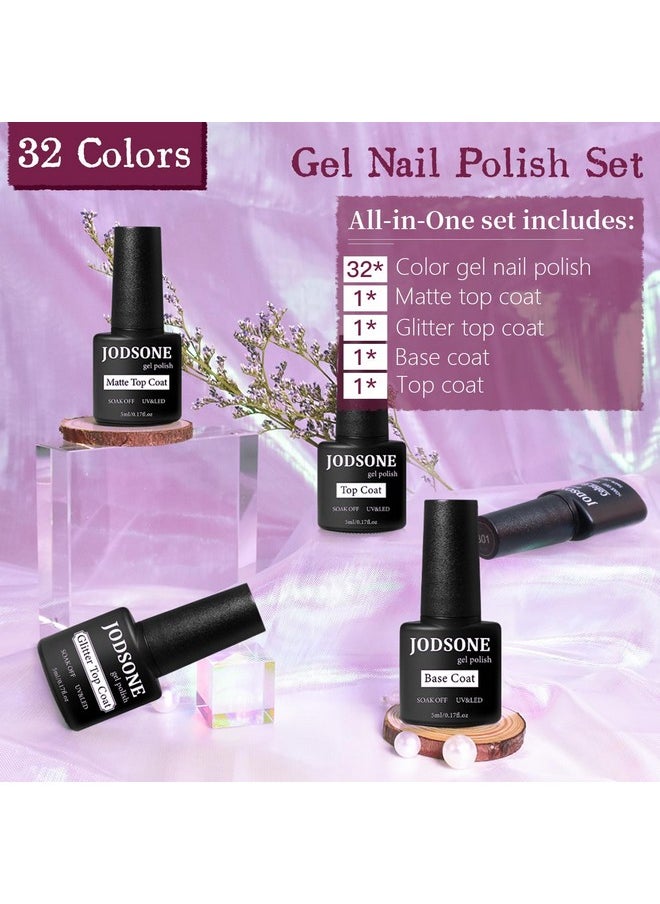 JODSONE - Gel Nail Polish Starter Set Ribbon Glitter Summer Light Gel Nail Polish Winter Dark Nail Polish Glossy 36Piece Multicolor Gel Nail Polish Set - Image 1