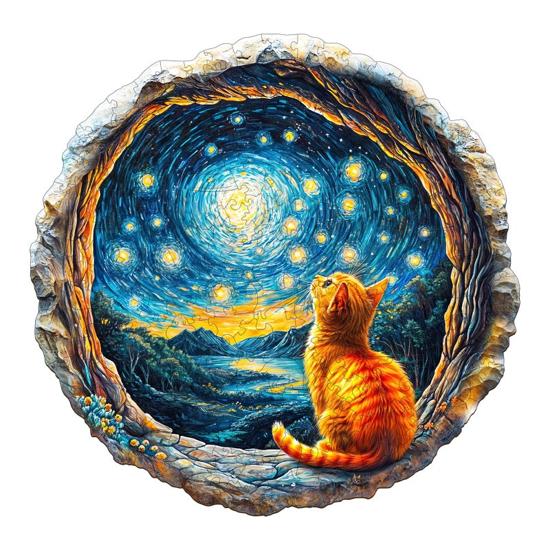 Jigfoxy Wooden Puzzles for Adults Starry Night Wood Puzzle for Adults Unique AnimalShaped Wooden Jigsaw Puzzle Christmas Thanksgiving Gifts for Family and Friends L134 132in275pcs - Image 3