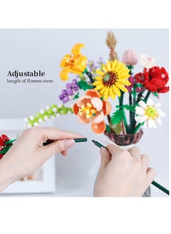 XICEN Mini Bricks Flower Bouquet Building Sets Home Decor Artificial Flowers DIY Building Blocks Bouquet Building Bricks for Children Teens Adults Home Decoration Gift  - Image 5