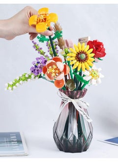 XICEN Mini Bricks Flower Bouquet Building Sets Home Decor Artificial Flowers DIY Building Blocks Bouquet Building Bricks for Children Teens Adults Home Decoration Gift  - Image 3