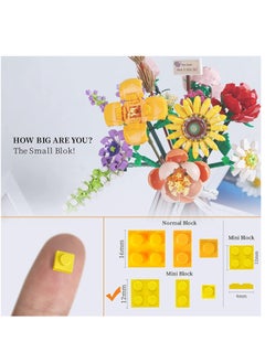 XICEN Mini Bricks Flower Bouquet Building Sets Home Decor Artificial Flowers DIY Building Blocks Bouquet Building Bricks for Children Teens Adults Home Decoration Gift  - Image 2
