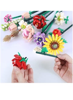 XICEN Mini Bricks Flower Bouquet Building Sets Home Decor Artificial Flowers DIY Building Blocks Bouquet Building Bricks for Children Teens Adults Home Decoration Gift  - Image 4