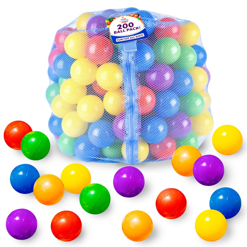Sunny Days Entertainment 200 Premium CrushResistant Play Balls for Ball Pits  NonToxic BPA  Phthalate Free  Vibrant Assorted Colors with Zippered Storage Bag 25 Diameter - Image 2