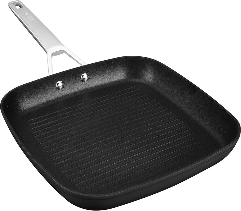 MsMk 11 Inch Induction Grill Pan, Bacon Carbonize also Nonstick, PFOA Free Non-Toxic, Stay-Cool Handle, Scratch-resistant, Induction Griddle Pan for Stove Top - Image 1