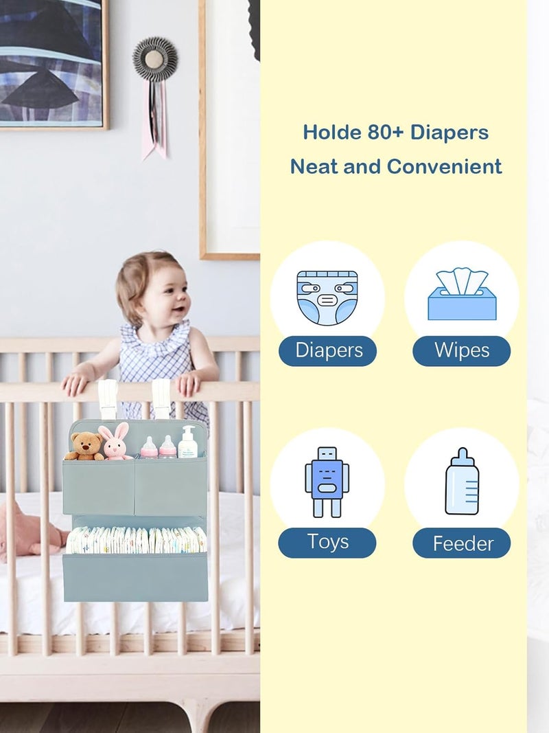 Hanging Diaper Organizer for Bassinet/Crib/Playpen - Holds 80+ Diapers - Gray - Image 2