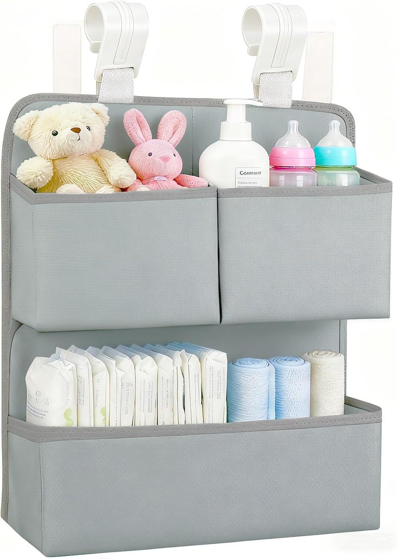 Hanging Diaper Organizer for Bassinet/Crib/Playpen - Holds 80+ Diapers - Gray - Image 1
