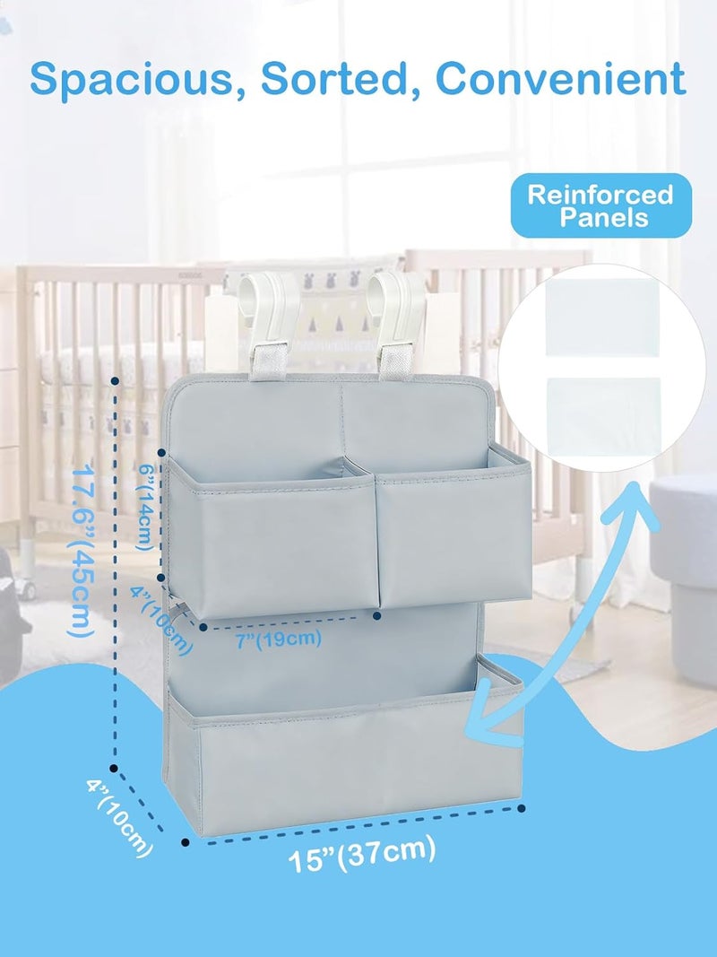Hanging Diaper Organizer for Bassinet/Crib/Playpen - Holds 80+ Diapers - Gray - Image 4