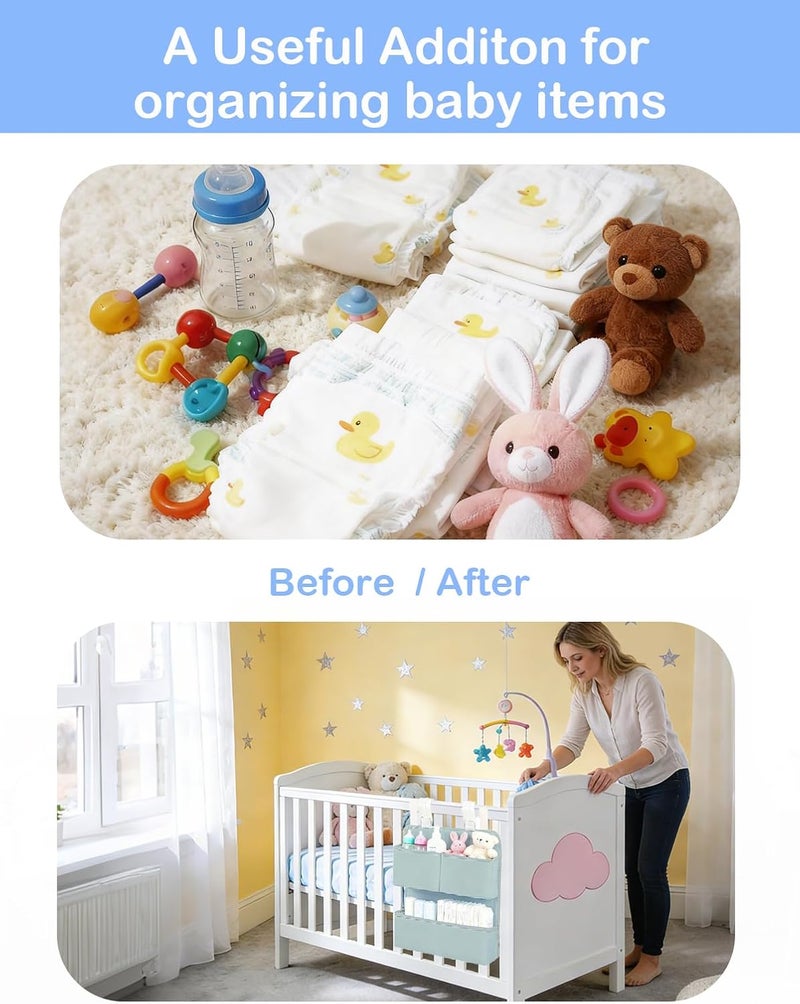Hanging Diaper Organizer for Bassinet/Crib/Playpen - Holds 80+ Diapers - Gray - Image 5