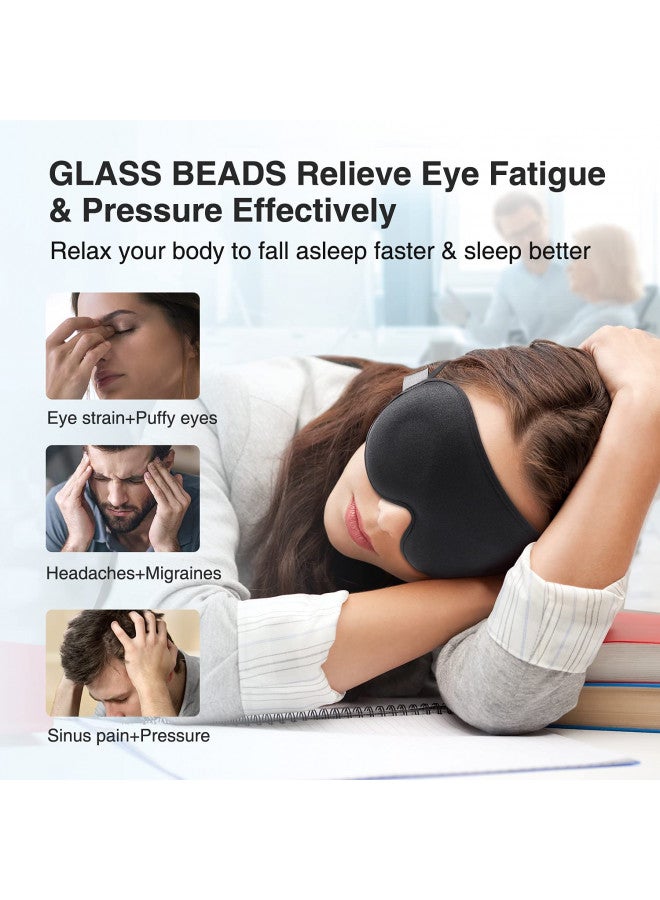 YFONG YFONG Weighted Sleep Mask, Women Men 3D Eye Mask Blocking Lights Sleeping Mask (4.2oz/120g), Pressure Relief Night Sleep Eye Mask with Adjustable Strap, Eye Cover Blindfold for Travel Nap Yoga, Black - Image 3