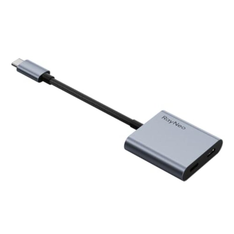 محول شحن USB-C إلى النظارات للألعاب والعمل، مصنوع من سبائك الألومنيوم، أسود، شحن PD بقوة 100 واط + إخراج فيديو 4K@60 هرتز - Image 1