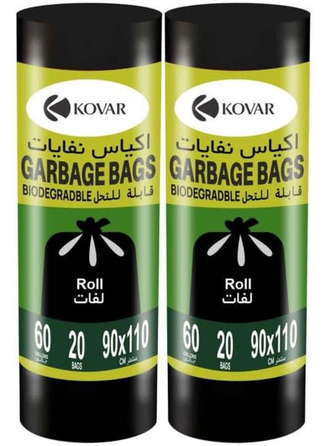 Kovar Biodegradable & Antibacterial Garbage Bags - 57 Gallon, 80 X115Cm, 2-Pack Roll Set - Image 1