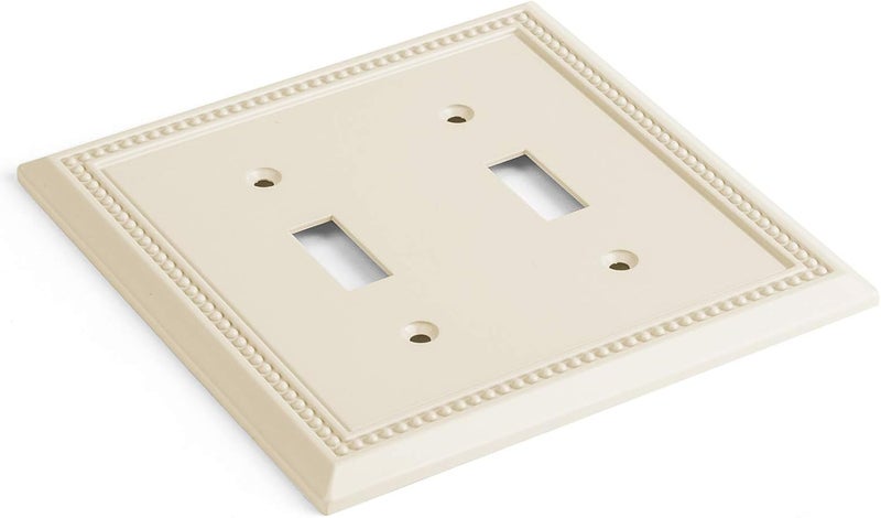 Henne Bery Sunken Pearls Heavy Duty Decorative Wall Plate Switch Plate Outlet Cover, Durable Solid Zinc Alloy (Double Toggle, Light Almond) - Image 2