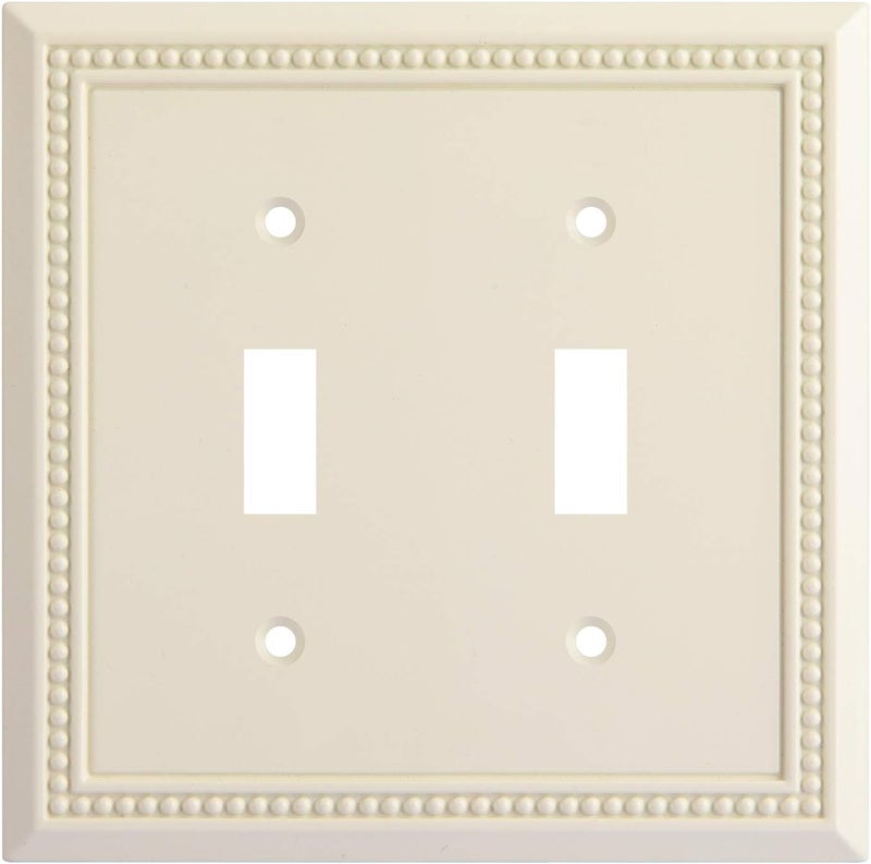 Henne Bery Sunken Pearls Heavy Duty Decorative Wall Plate Switch Plate Outlet Cover, Durable Solid Zinc Alloy (Double Toggle, Light Almond) - Image 1