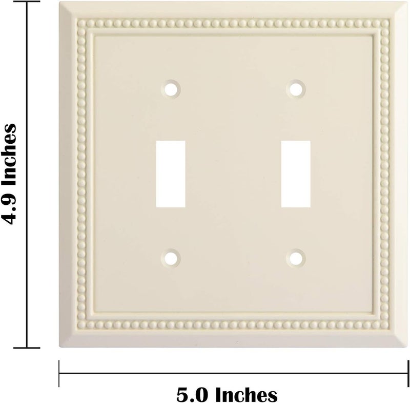 Henne Bery Sunken Pearls Heavy Duty Decorative Wall Plate Switch Plate Outlet Cover, Durable Solid Zinc Alloy (Double Toggle, Light Almond) - Image 3