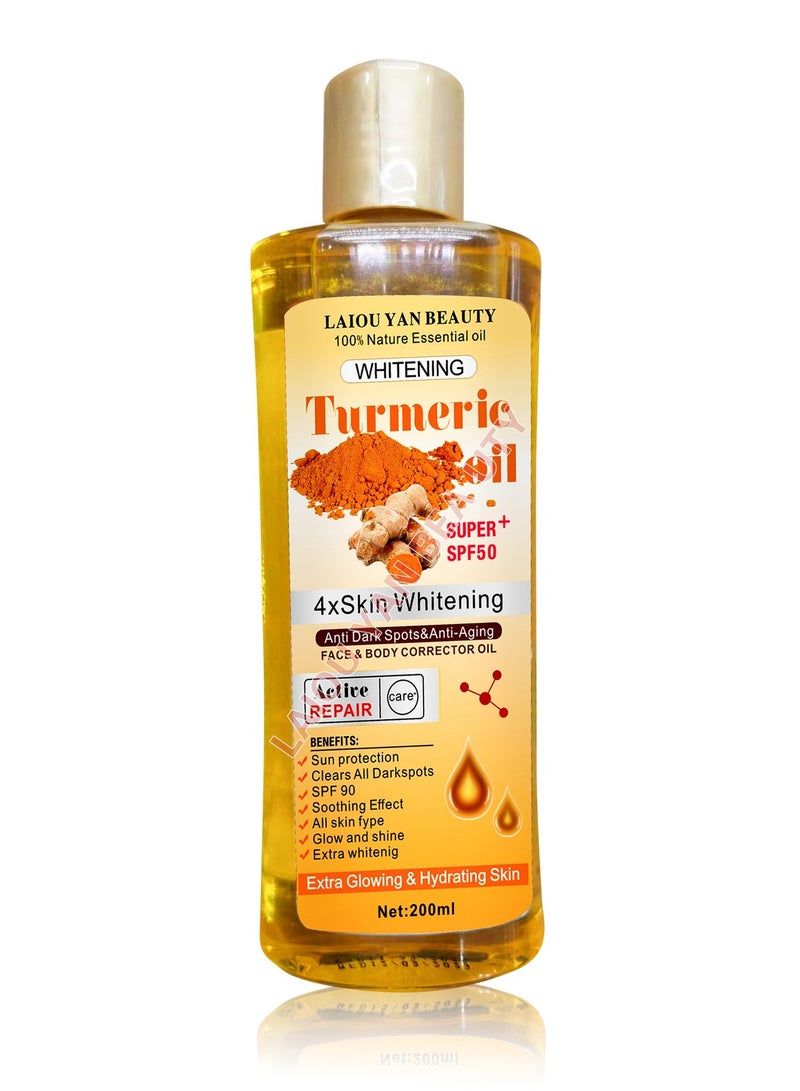Whitening Labs skin whitening 100% nature essential oil whitening turmeric oil super+ spf 50 200ml