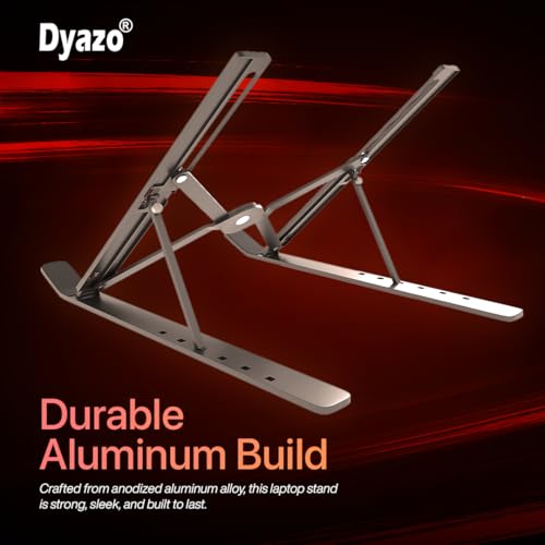 Dyazo Zigzag Height Adjustable Ventilated Aluminium Tabletop Laptop Stand with 6 Angles Multi-Angle Compatible for MacBook Air Pro, HP, Lenovo, Dell & Other 10-15.6'' Laptops, Notebooks (Space Grey) - Image 3