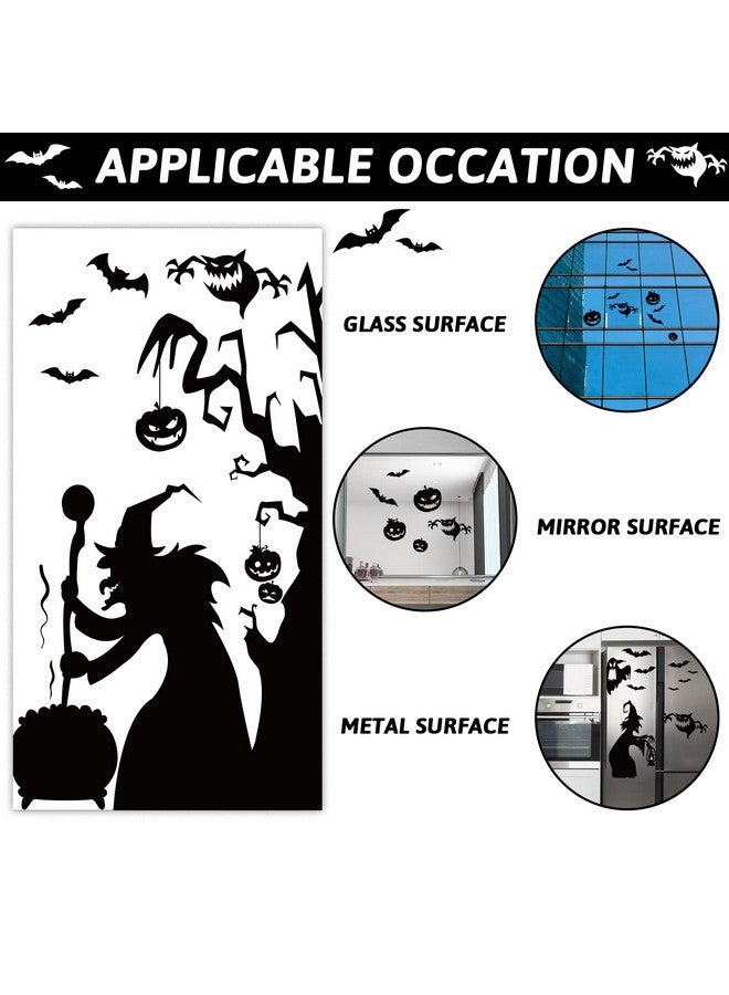 Tevxj زينة نوافذ هالوين الكبيرة تمسكات ساحرة شريرة ملصقات ظل مخيف لنوافذ هالوين ملصقات رعب لوازم حفلات هالوين هدايا ملصقات زجاج مرآة PVC - Image 5