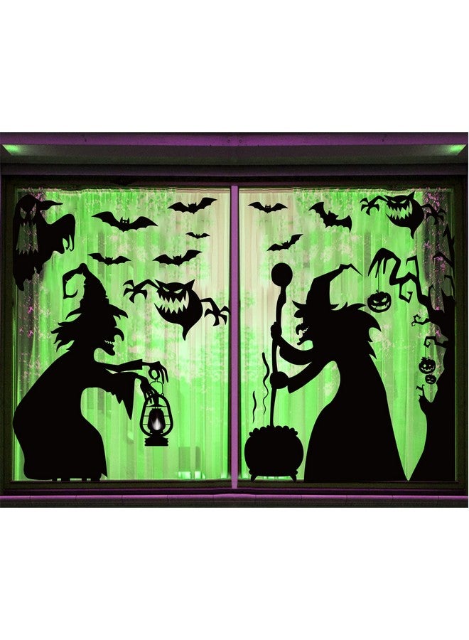 Tevxj زينة نوافذ هالوين الكبيرة تمسكات ساحرة شريرة ملصقات ظل مخيف لنوافذ هالوين ملصقات رعب لوازم حفلات هالوين هدايا ملصقات زجاج مرآة PVC - Image 2