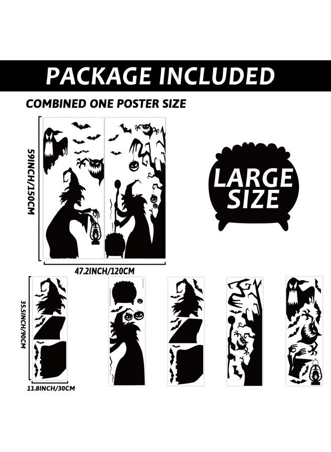 Tevxj زينة نوافذ هالوين الكبيرة تمسكات ساحرة شريرة ملصقات ظل مخيف لنوافذ هالوين ملصقات رعب لوازم حفلات هالوين هدايا ملصقات زجاج مرآة PVC - Image 3