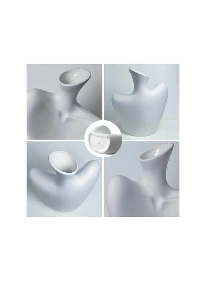 The Bros Venus Elegance - Artistic White Ceramic Vase, Renaissance Female Form, 8.3" H x 7.3" L x 3.9" W - Elegant Floral Display for Modern Decor - Image 3