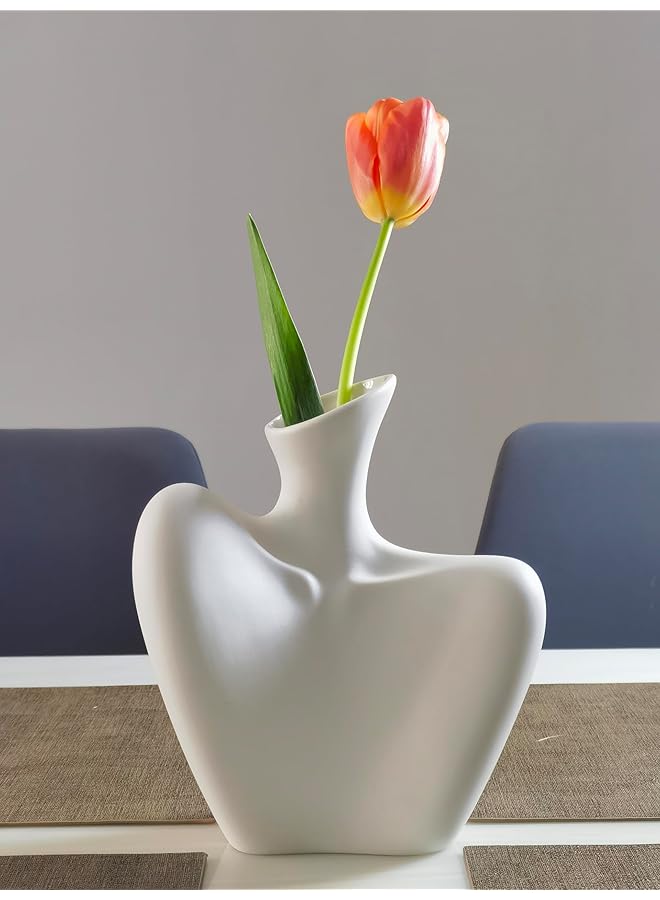 The Bros Venus Elegance - Artistic White Ceramic Vase, Renaissance Female Form, 8.3" H x 7.3" L x 3.9" W - Elegant Floral Display for Modern Decor - Image 1