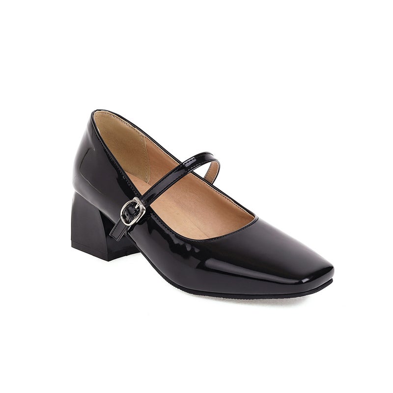 Women'S Square Head Women'S Fashion Single Shoes Buckle Mary Jane Shoes Middle Heeled Women'S Shoes 28-52 Size Shoes - Image 2