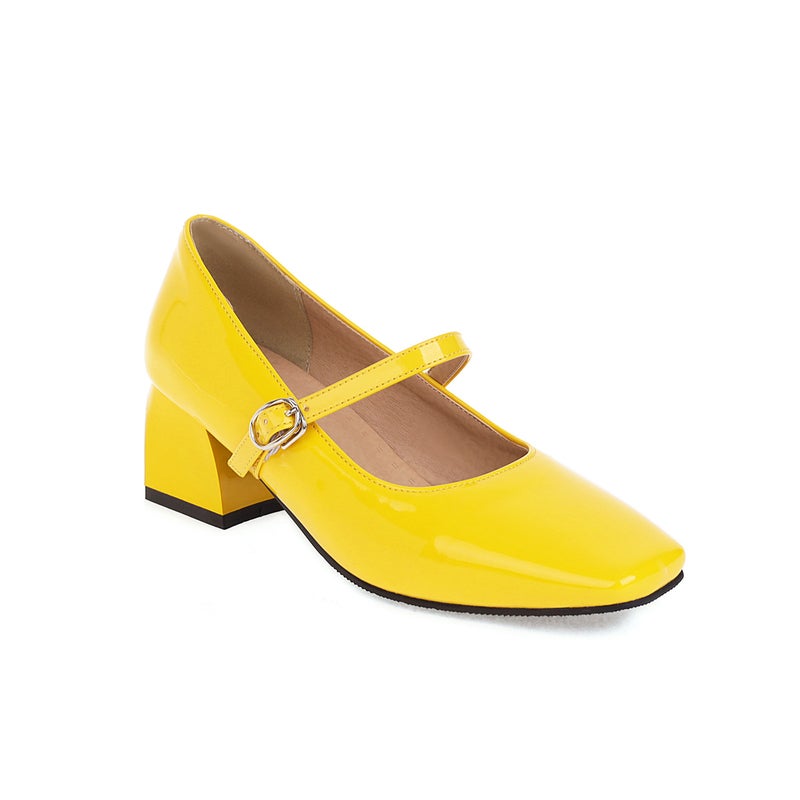 Women'S Square Head Women'S Fashion Single Shoes Buckle Mary Jane Shoes Middle Heeled Women'S Shoes 28-52 Size Shoes - Image 1