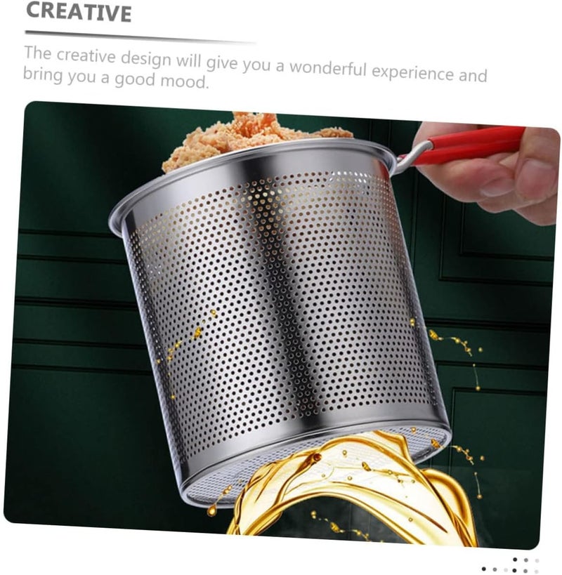 SAGREENY Stainless Steel Fryer Mini Food Stainless Steel Frying Pan Outdoor Deep Fryer Fish Fryer Pot Fryer Cookware Turkey Fryer Pot Kitchen Fry Pot Mini Fryer with Basket Frying Pot - Image 4