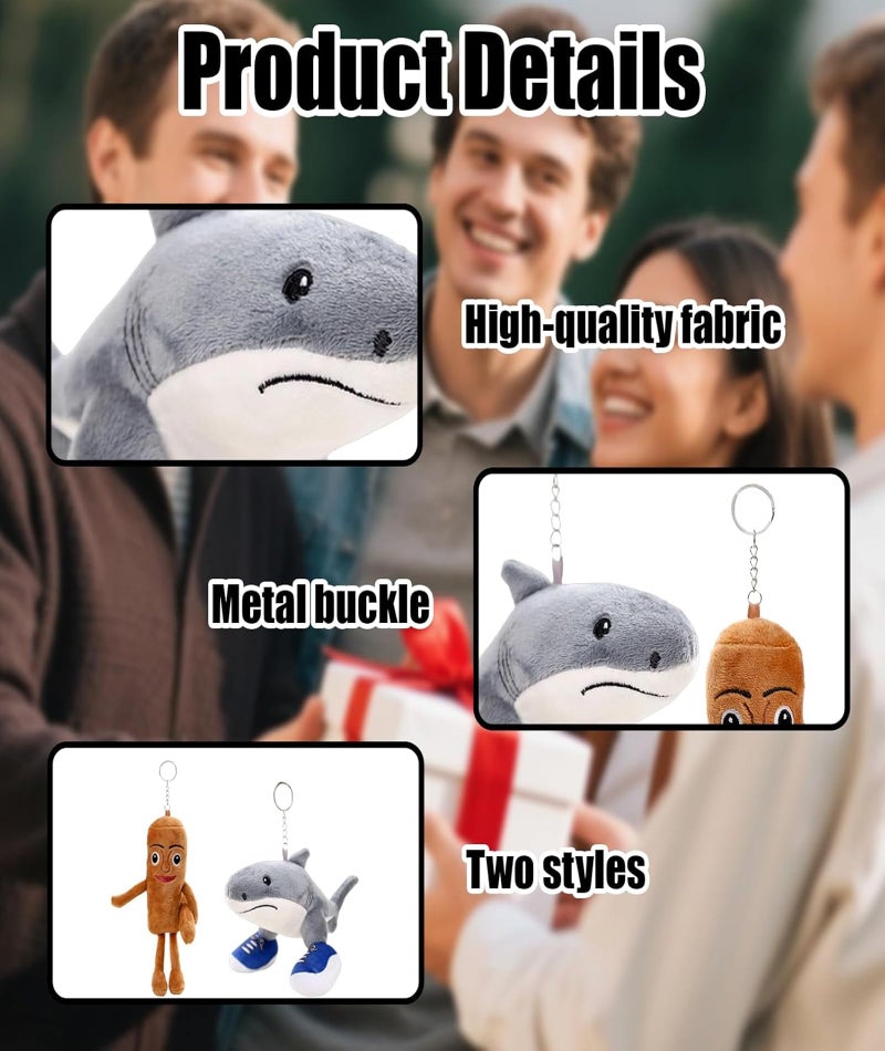 BdelrinQue 2pcs Italian Brainrot Toys, Italian Brainrot Plush Keychain Set, Tung Tung Tung Sahur Toy, Brainrot Toys, Creative Shark and Anime Figures, Collectors and Gift Giving, Soft and Durable Plushie Decor - Image 3