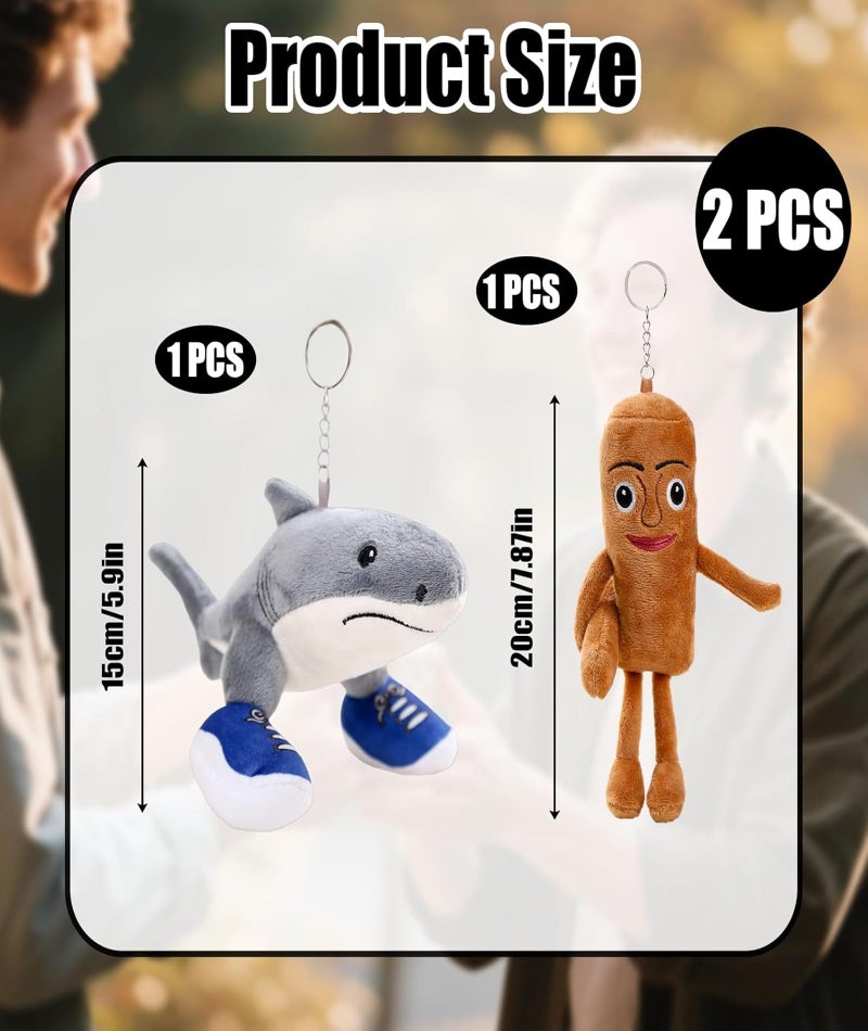 BdelrinQue 2pcs Italian Brainrot Toys, Italian Brainrot Plush Keychain Set, Tung Tung Tung Sahur Toy, Brainrot Toys, Creative Shark and Anime Figures, Collectors and Gift Giving, Soft and Durable Plushie Decor - Image 2