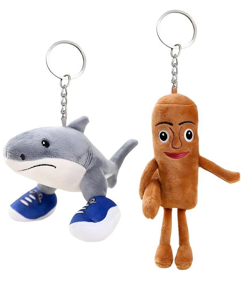 BdelrinQue 2pcs Italian Brainrot Toys, Italian Brainrot Plush Keychain Set, Tung Tung Tung Sahur Toy, Brainrot Toys, Creative Shark and Anime Figures, Collectors and Gift Giving, Soft and Durable Plushie Decor - Image 1