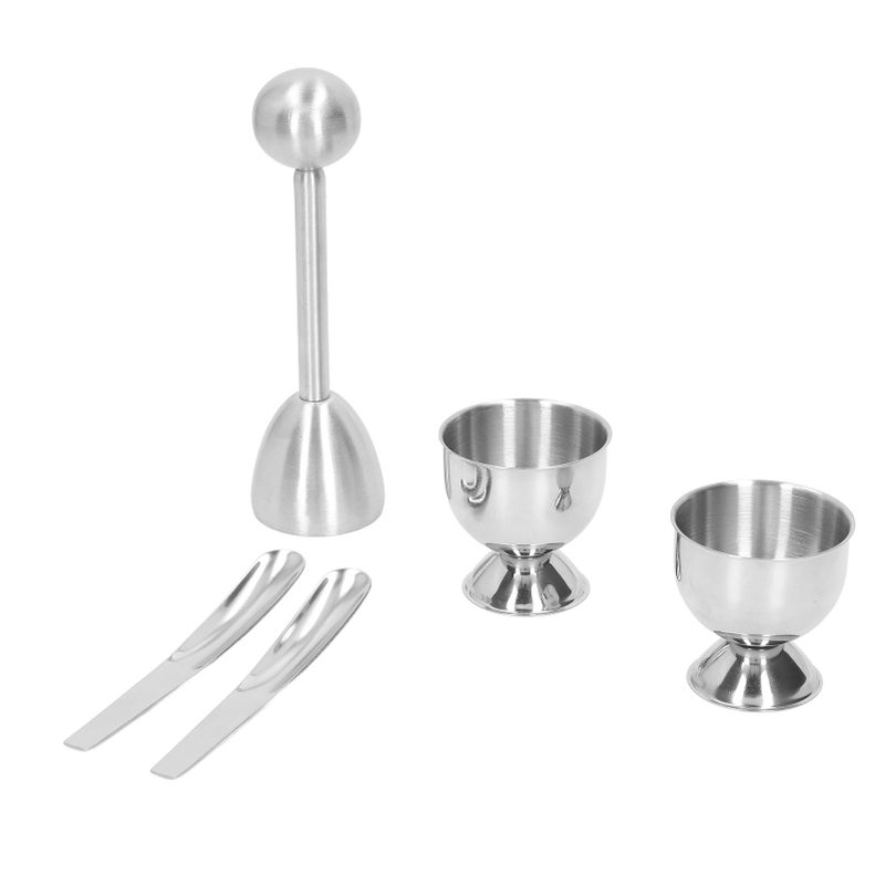 Boiled Egg Tool Set Stainless Steel Egg Cup with Spoon Kitchen Cooking Tool for Household - Image 3