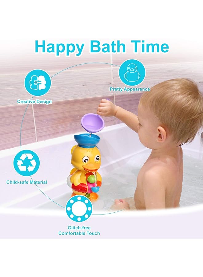 KASTWAVE Bath Toys For Kids Duck Bathtub Toys With Rotatable Waterwheel&Eyes Bathroom Strong Suckers Water Scoop Fun Bath Toys For Toddlers Boys Girls 1 4 Years - Image 2