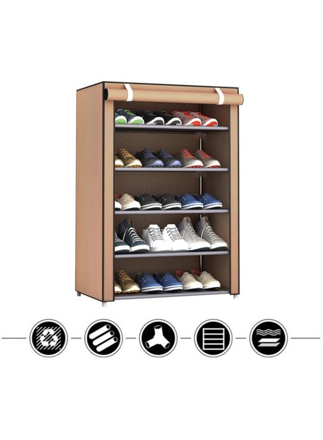 رولستيمي خزانة تخزين الأحذية مع 5 طبقات ، إطار من الفولاذ المقاوم للصدأ بني ، بني - Image 4