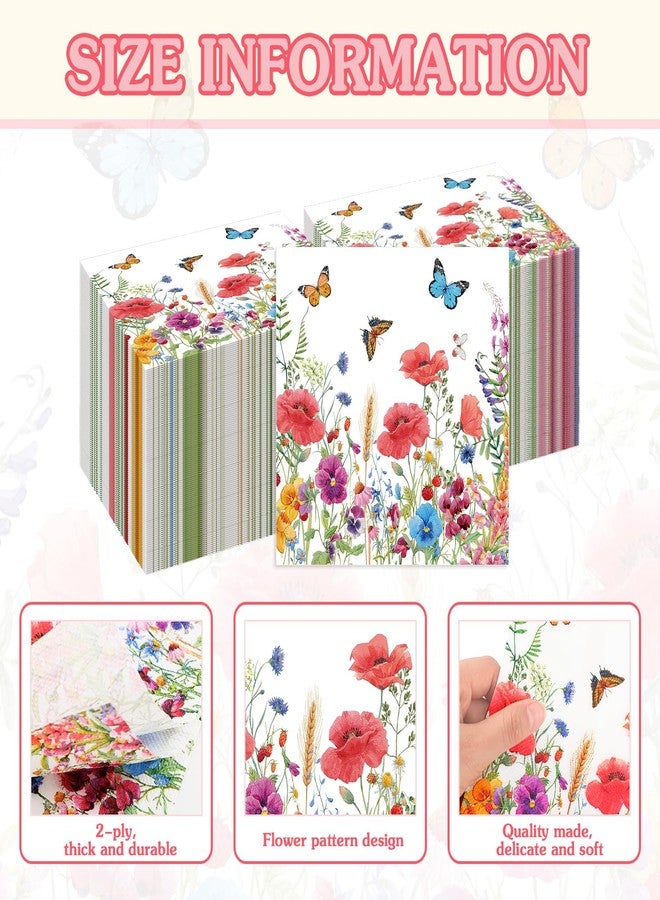 Patelai 100 Pcs Disposable Flowers Napkins Decorative Ocean Paper Napkins Nautical Guest Napkins for Bathroom Kitchen Disposable Hand Towels for Wedding Birthday Tea Party (Floral) - Image 4