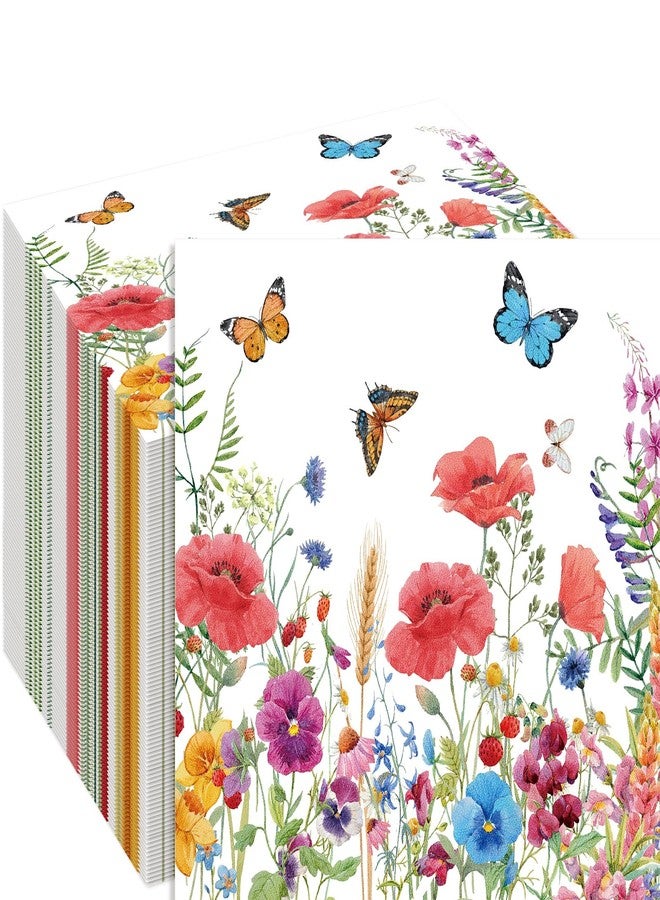 Patelai 100 Pcs Disposable Flowers Napkins Decorative Ocean Paper Napkins Nautical Guest Napkins for Bathroom Kitchen Disposable Hand Towels for Wedding Birthday Tea Party (Floral) - Image 1