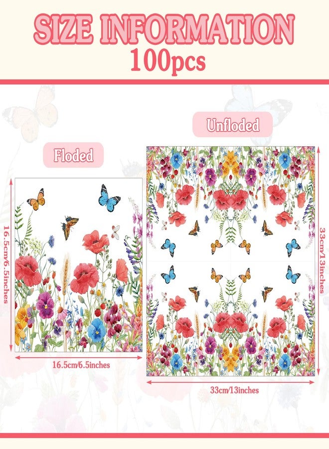 Patelai 100 Pcs Disposable Flowers Napkins Decorative Ocean Paper Napkins Nautical Guest Napkins for Bathroom Kitchen Disposable Hand Towels for Wedding Birthday Tea Party (Floral) - Image 3