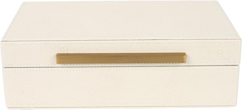 XIGEXIGE Beige Shagreen box Faux Leather Decorative Boxes,Keepsake And Memory Storage Decorative Boxes with Lids for Modern Home Decor Jewelry Box Organizer - Image 2