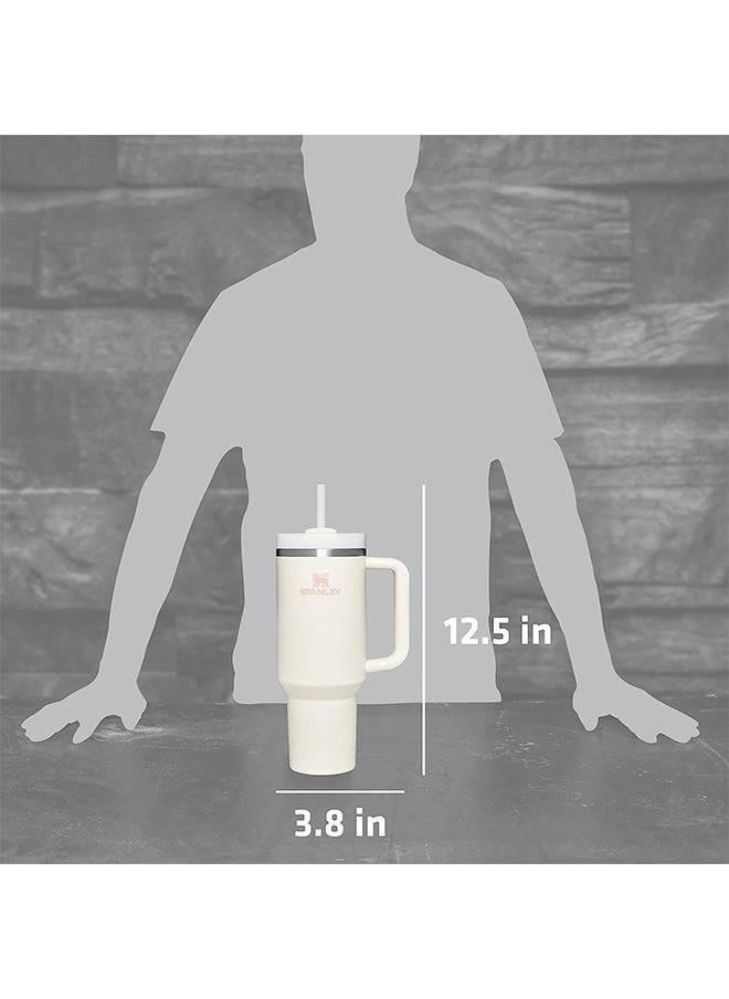 Stanley - Stanley Quencher H2.0 FlowState Stainless Steel Vacuum Insulated Tumbler with Lid and Straw for Water, Iced Tea or Coffee Smoothie & More - Cream, 40 oz Water Bottle - Image 1