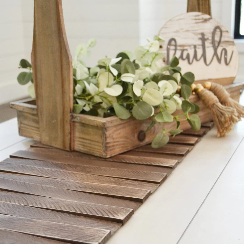 Wooden Table RunnerNatural Durable Wood Table Runner50 x 12 InchesCoffee Table Runner with Thick Felt BackingTable Decorations for Dining RoomFarmhouse DecorWedding DecorBrown