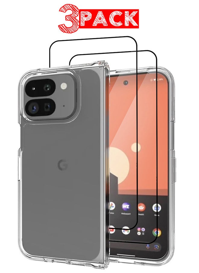 CATANES - (for Google Pixel 9 Pro Fold 2024/Pixel Fold 2 2024) 3 Pack, Case and 2 Screen Protectors Lightweight Soft Clear Shock Resistant Anti-Yellowing Anti-Fingerprint Cover - Image 1